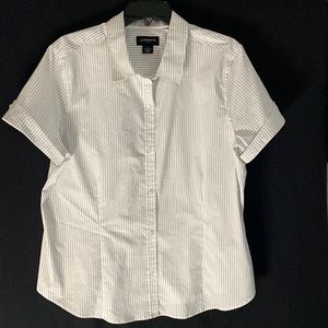 Liz Claiborne Career Tailored Button Down -White with black pin stripes Size XL